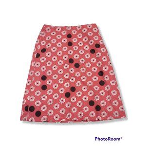 Boden Pink Knee Length Brown Polka Dot/Floral A-Line Skirt - Size 10R